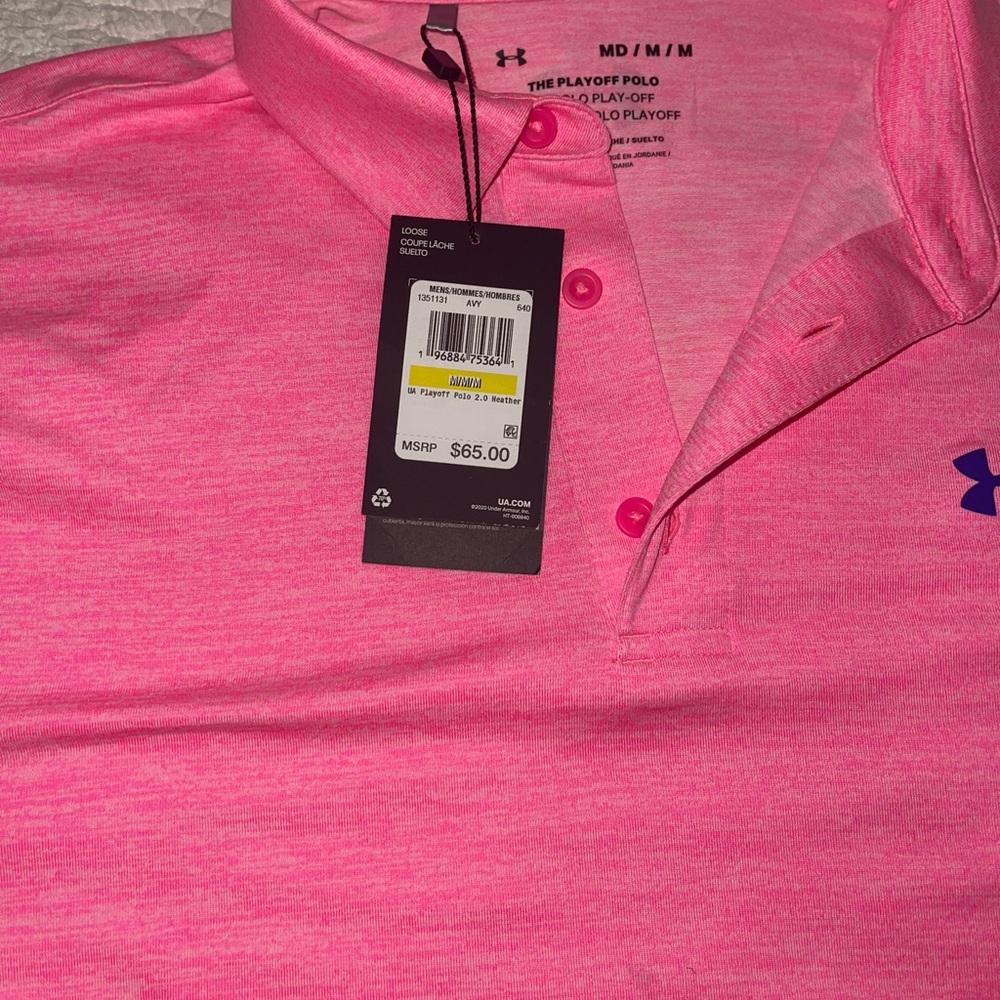 Under Armour Pink Performance Polo ShirtIA men’s neon pink polo shirt